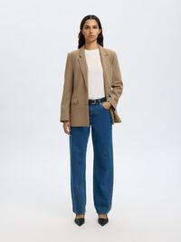 MID WAIST STRAIGHT FIT JEANS, Medium Blue Denim, highres