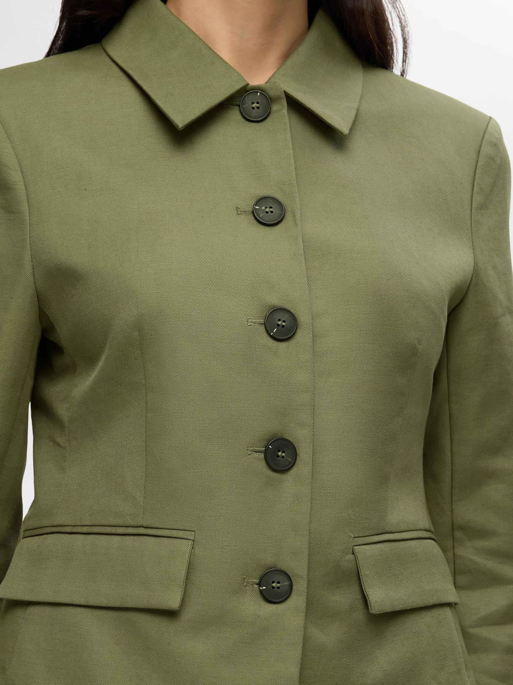 CLASSIC FIT LINEN BLEND BLAZER, Olivine, highres