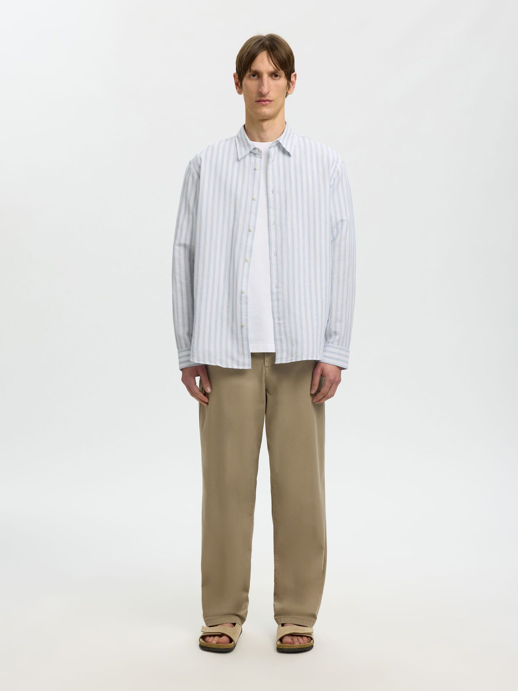 COUPE CLASSIQUE CHEMISE EN LIN MÉLANGÉ, Dusty Blue, highres