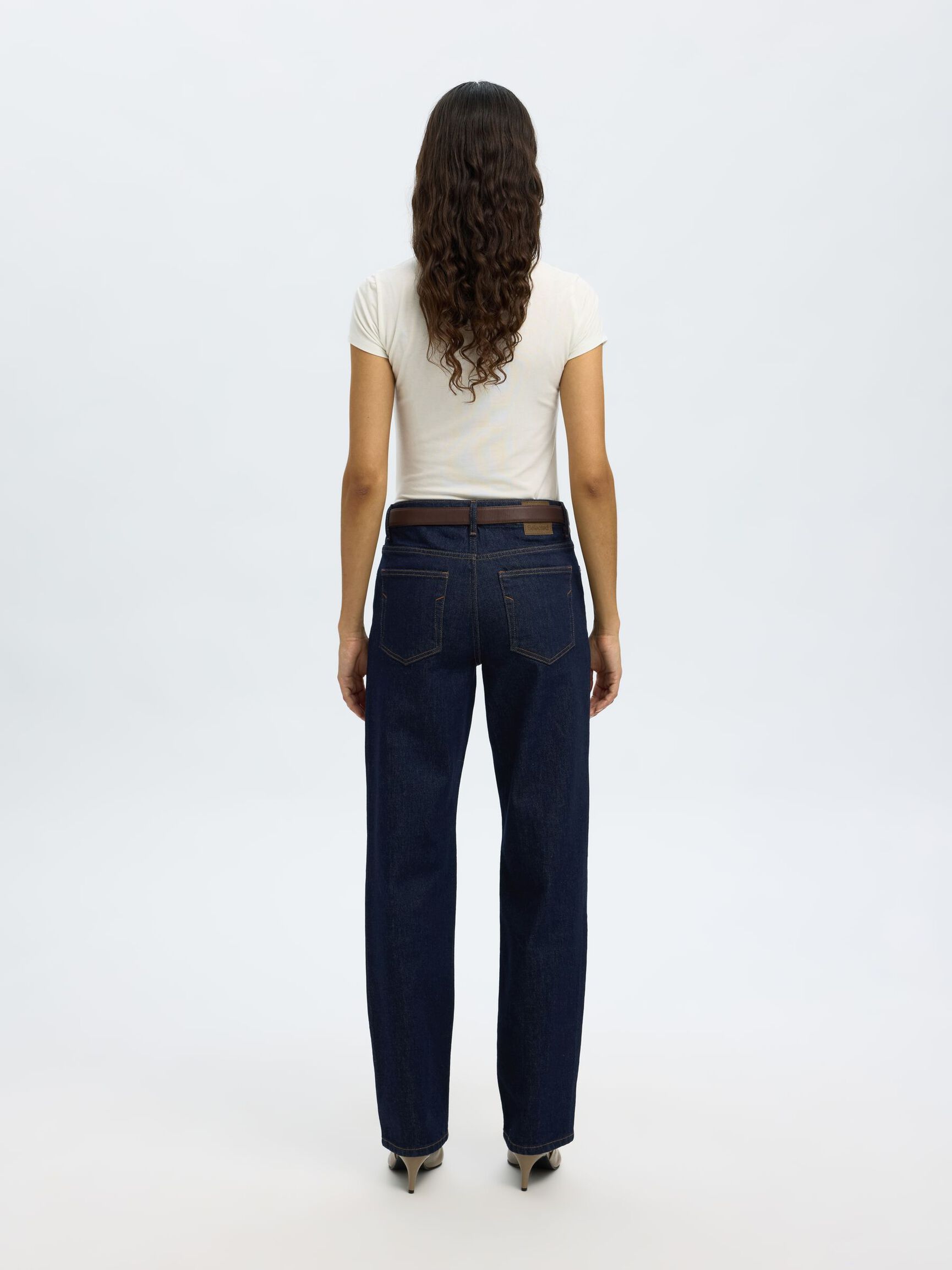 NORMALHÖGA STRAIGHT FIT-JEANS, Dark Blue Denim, highres