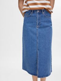 DENIM MIDDELLANGE ROK, Medium Blue Denim, highres