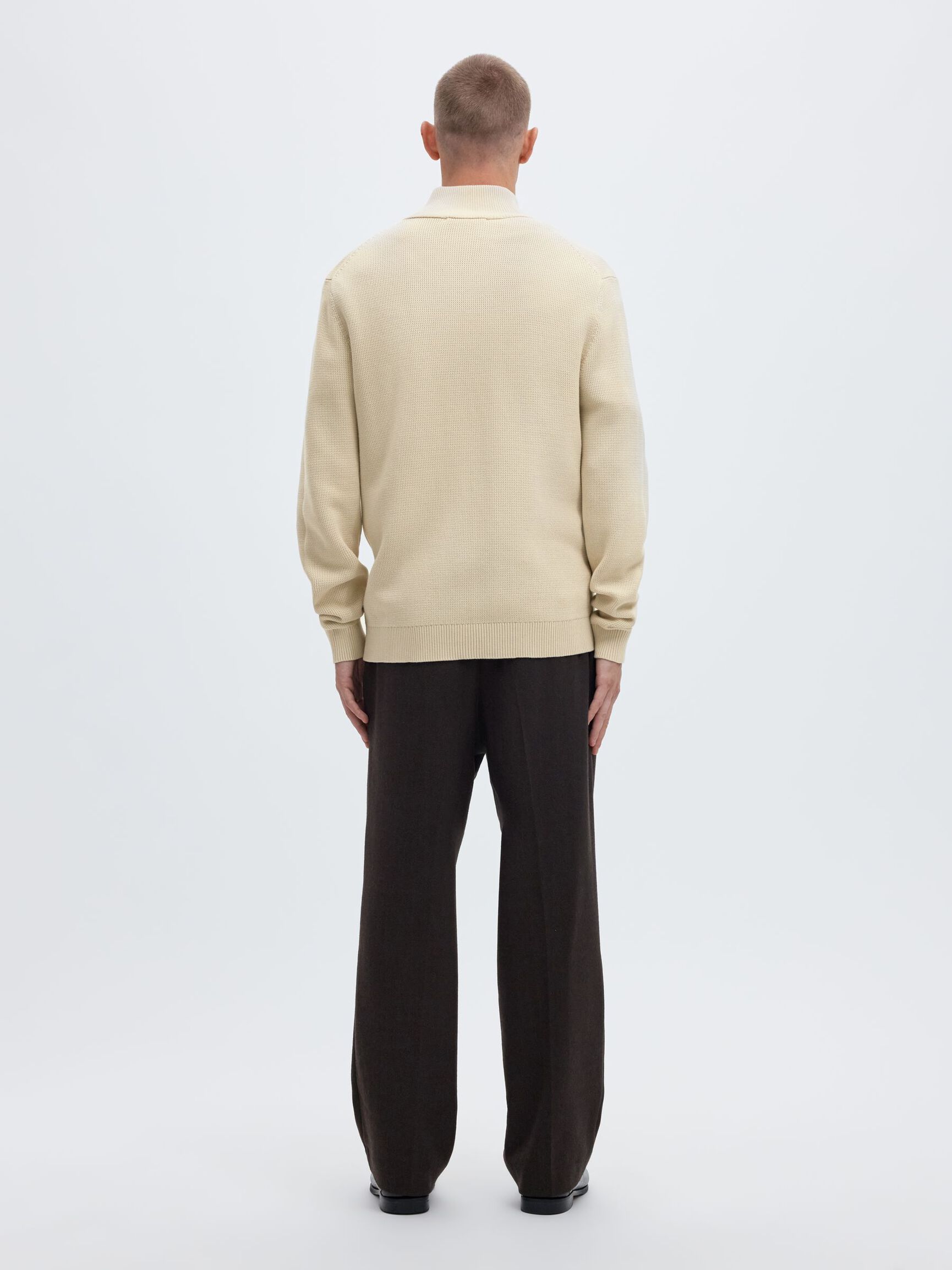 ZIPPED HIGH NECK PULLOVER, Oatmeal, highres
