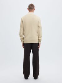 ZIPPED HIGH NECK PULLOVER, Oatmeal, highres