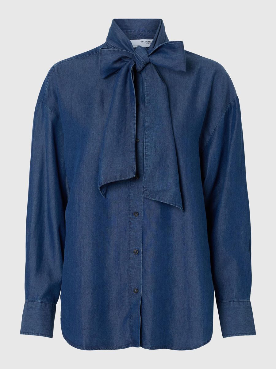 Selected CHAMBRAY LONG SLEEVED SHIRT, Dark Blue, highres - 16096941_DarkBlue_001.jpg