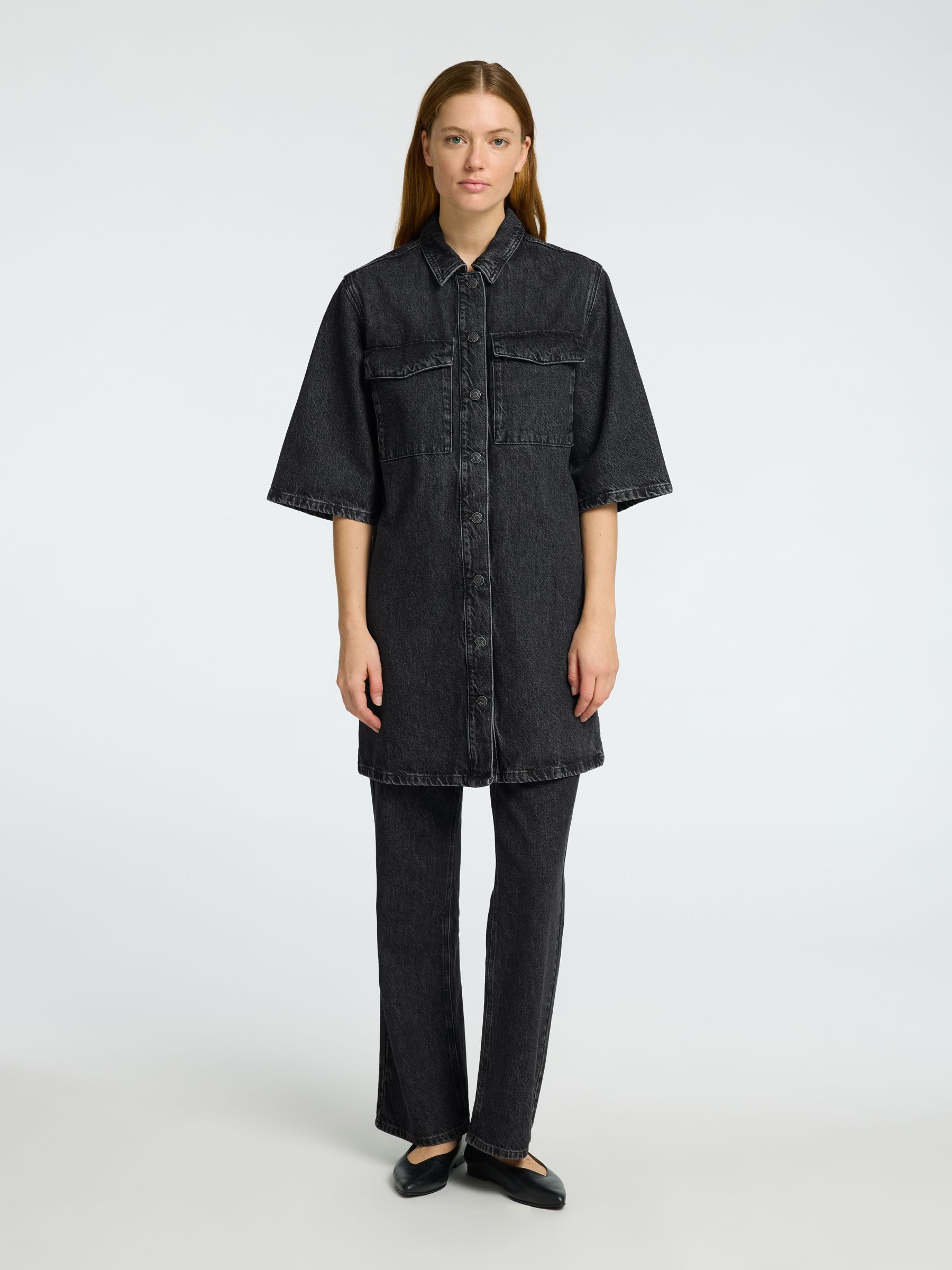 MINI DENIM DRESS, Black, highres