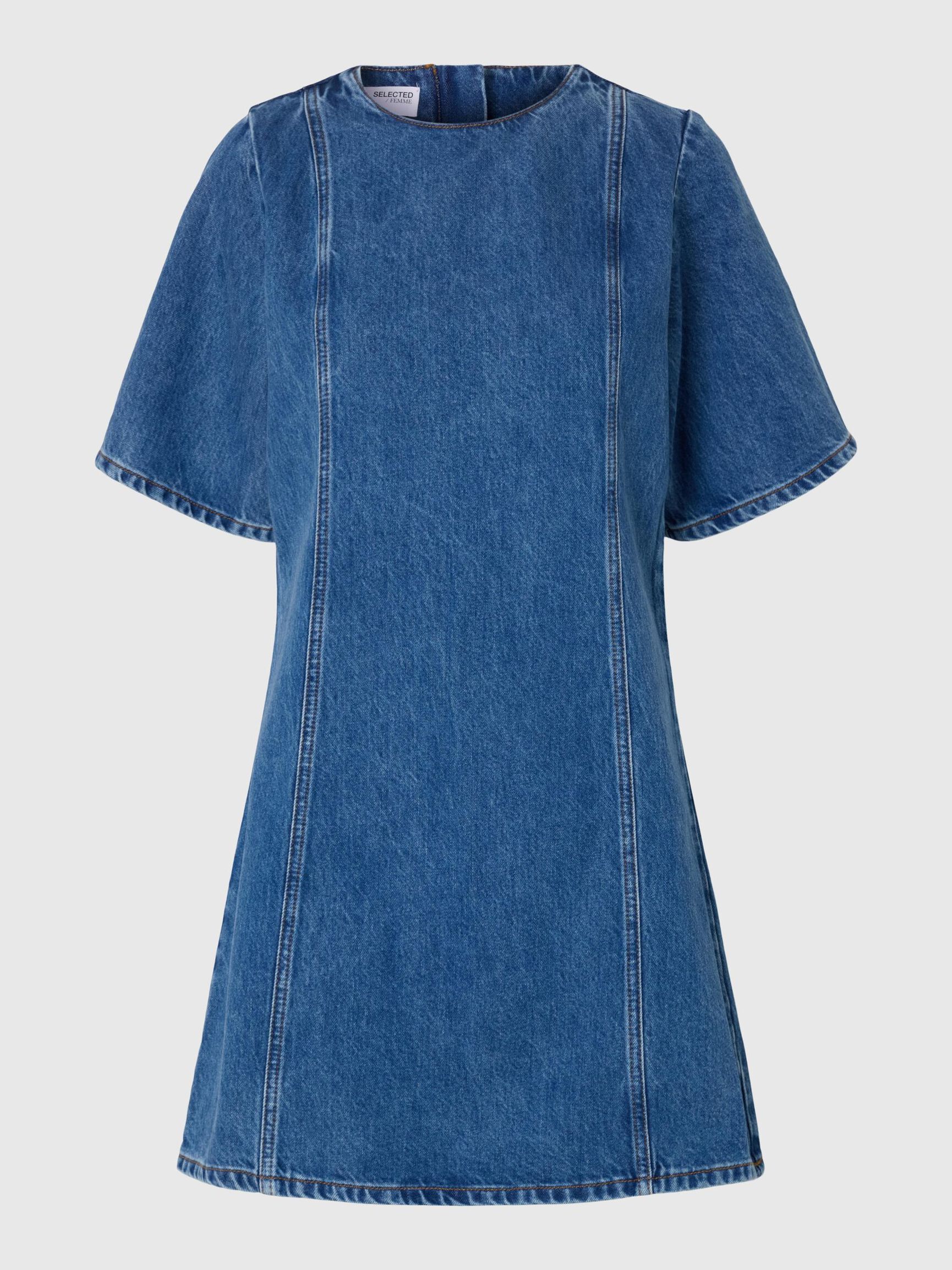 KURZARM JEANSKLEID, Medium Blue Denim, highres