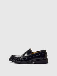 CLASSIC LEATHER LOAFERS, Black, highres
