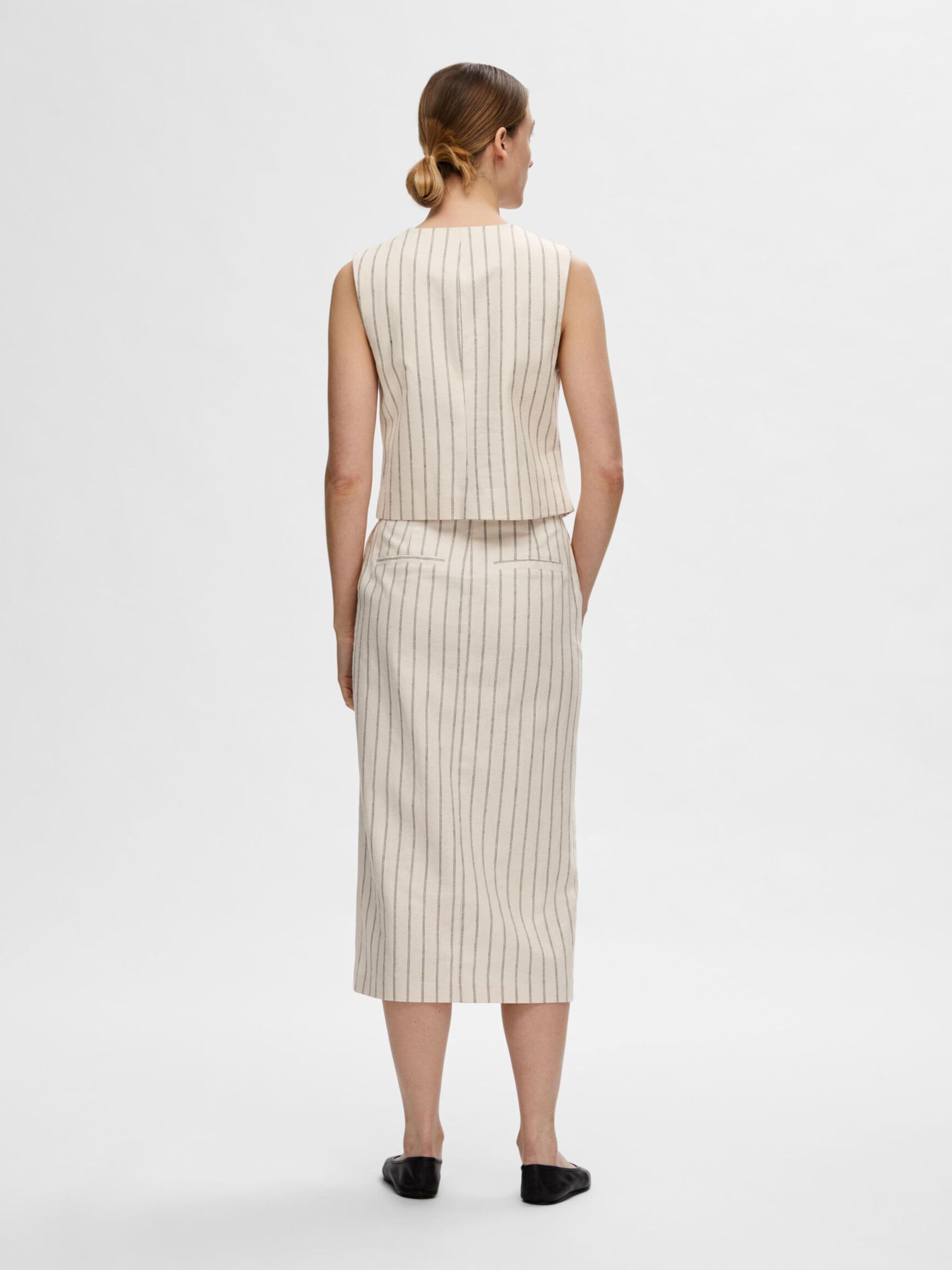 PINSTRIPE MIDI SKIRT, Sandshell, highres