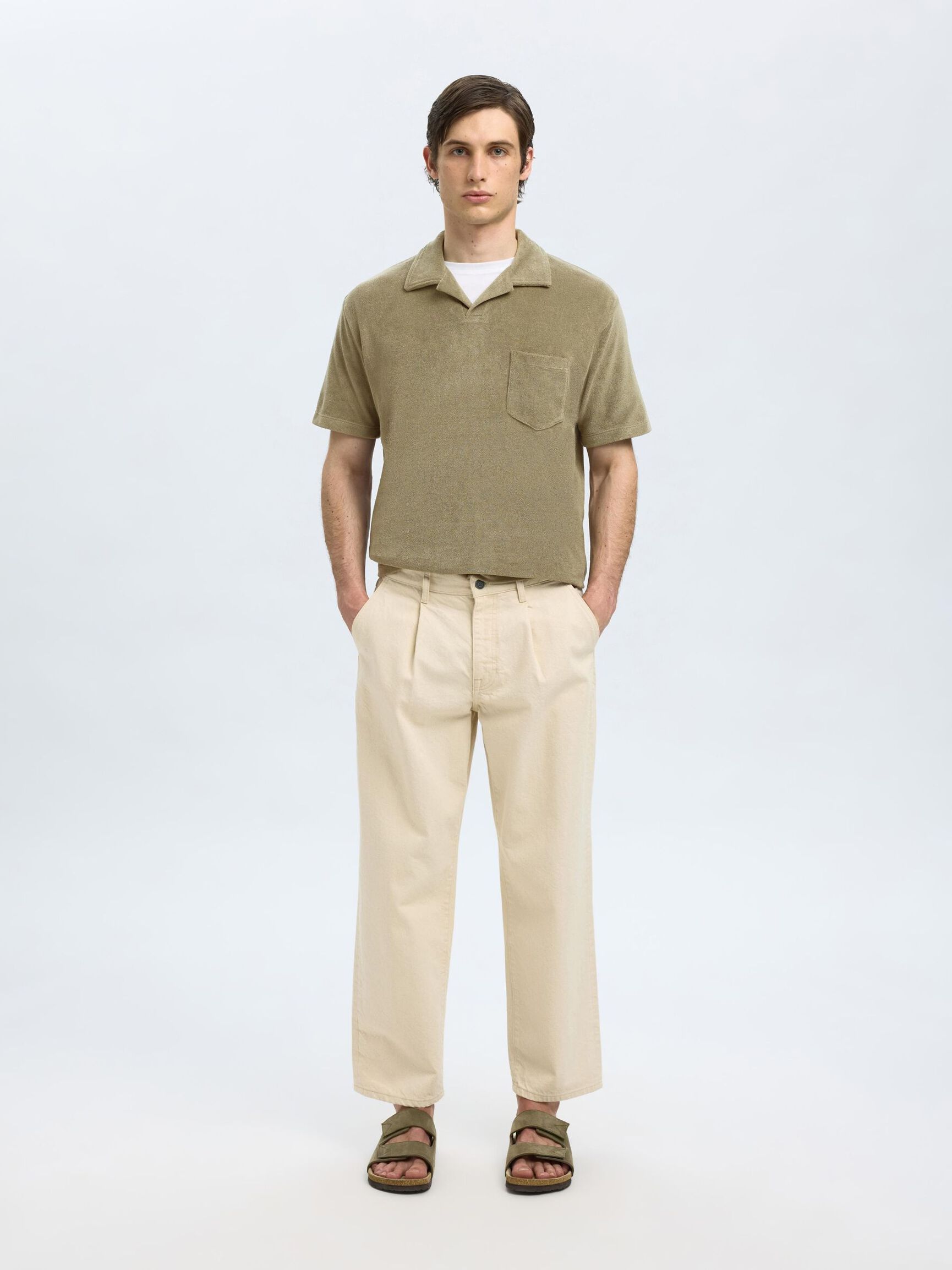 KATOENMIX KORTE MOUWEN POLO, Vetiver, highres