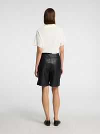 HIGH WAISTED LEATHER SHORTS, Black, highres