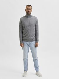 ZIP-UP STRICKJACKE, Medium Grey Melange, highres