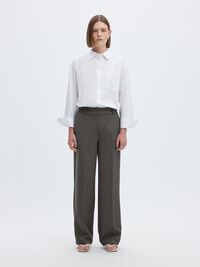 VISCOSE BLEND WIDE-LEG TROUSERS, Dark Grey Melange, highres