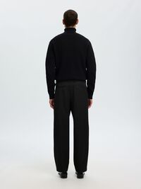 WOOL BLEND LOOSE-FIT TROUSERS, Black, highres