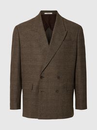 RELAXED FIT WOLLGEMISCH ZWEIREIHIGER BLAZER, Medium Brown Melange, highres