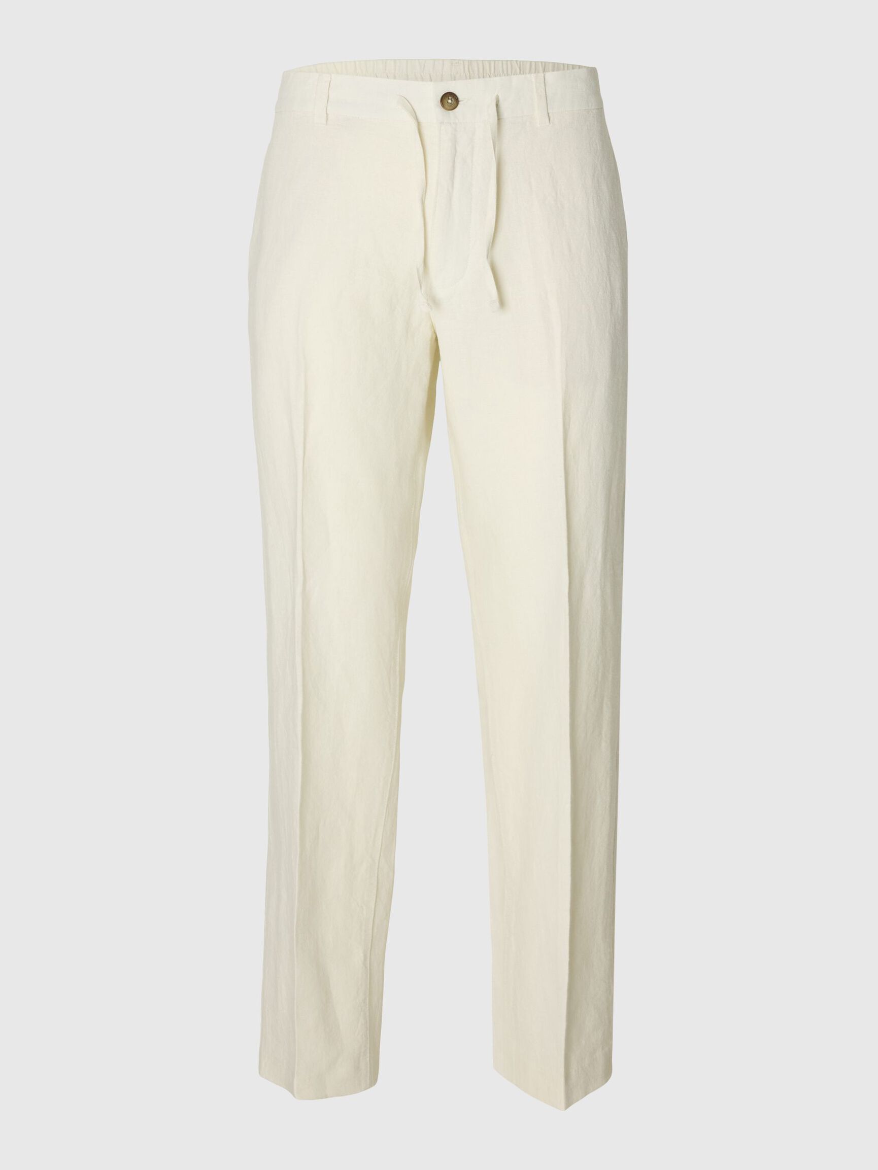 196 STRAIGHT FIT LINEN-BLEND TROUSERS, Cloud Dancer, highres