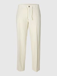 196 STRAIGHT FIT LINEN-BLEND TROUSERS, Cloud Dancer, highres