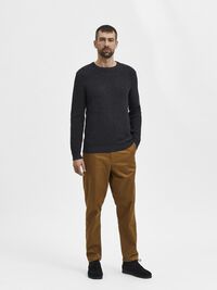 CREW NECK KNITTED PULLOVER, Peat, highres