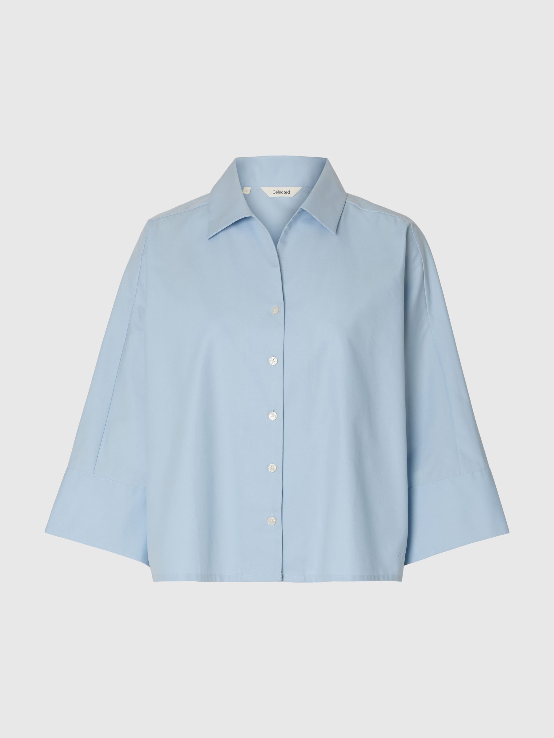 OVERSIZED 3/4 SLEEVED SHIRT, Cashmere Blue, highres
