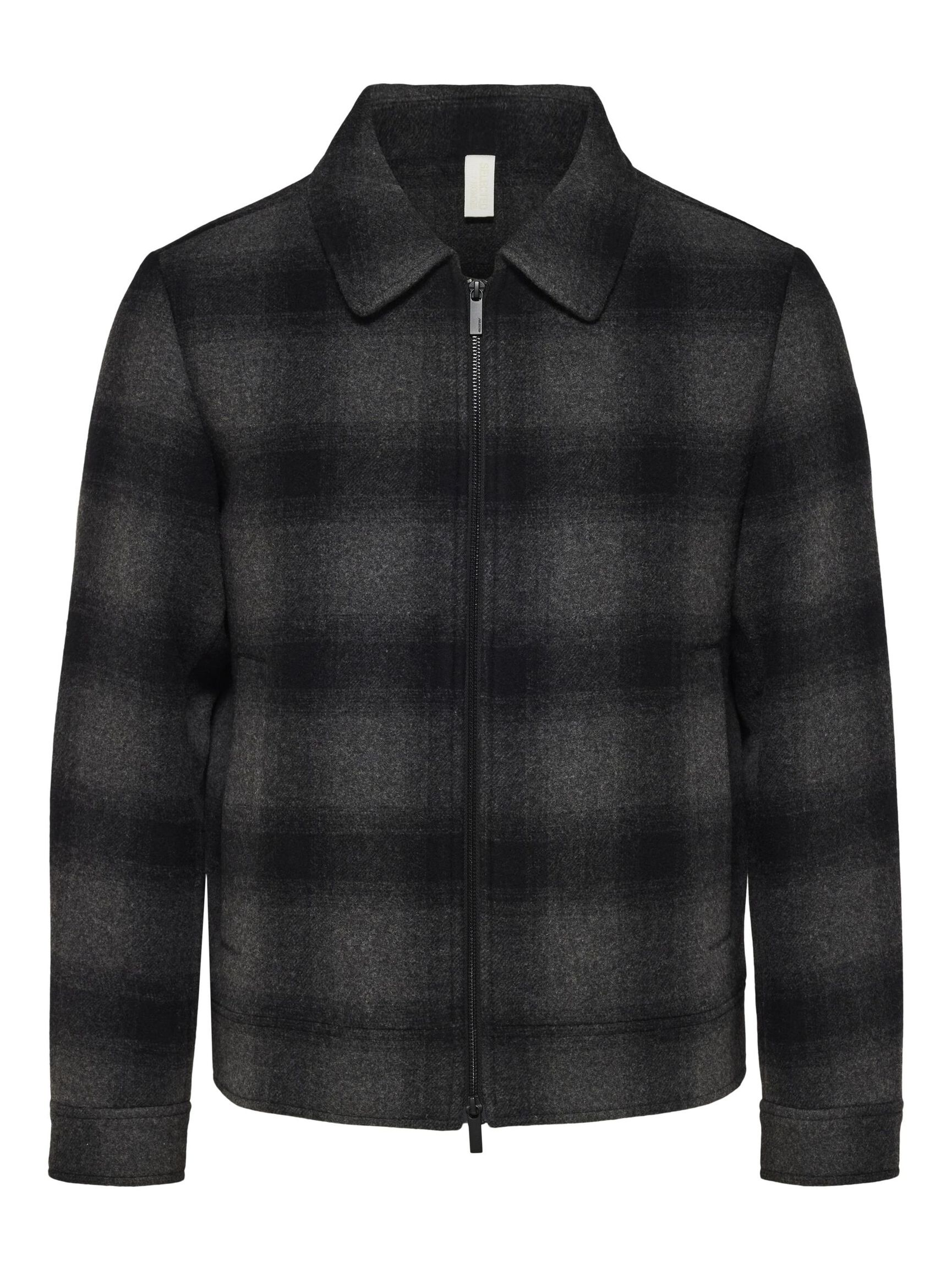 ZIJDE-WOLMIX JAS, Dark Grey Melange, highres