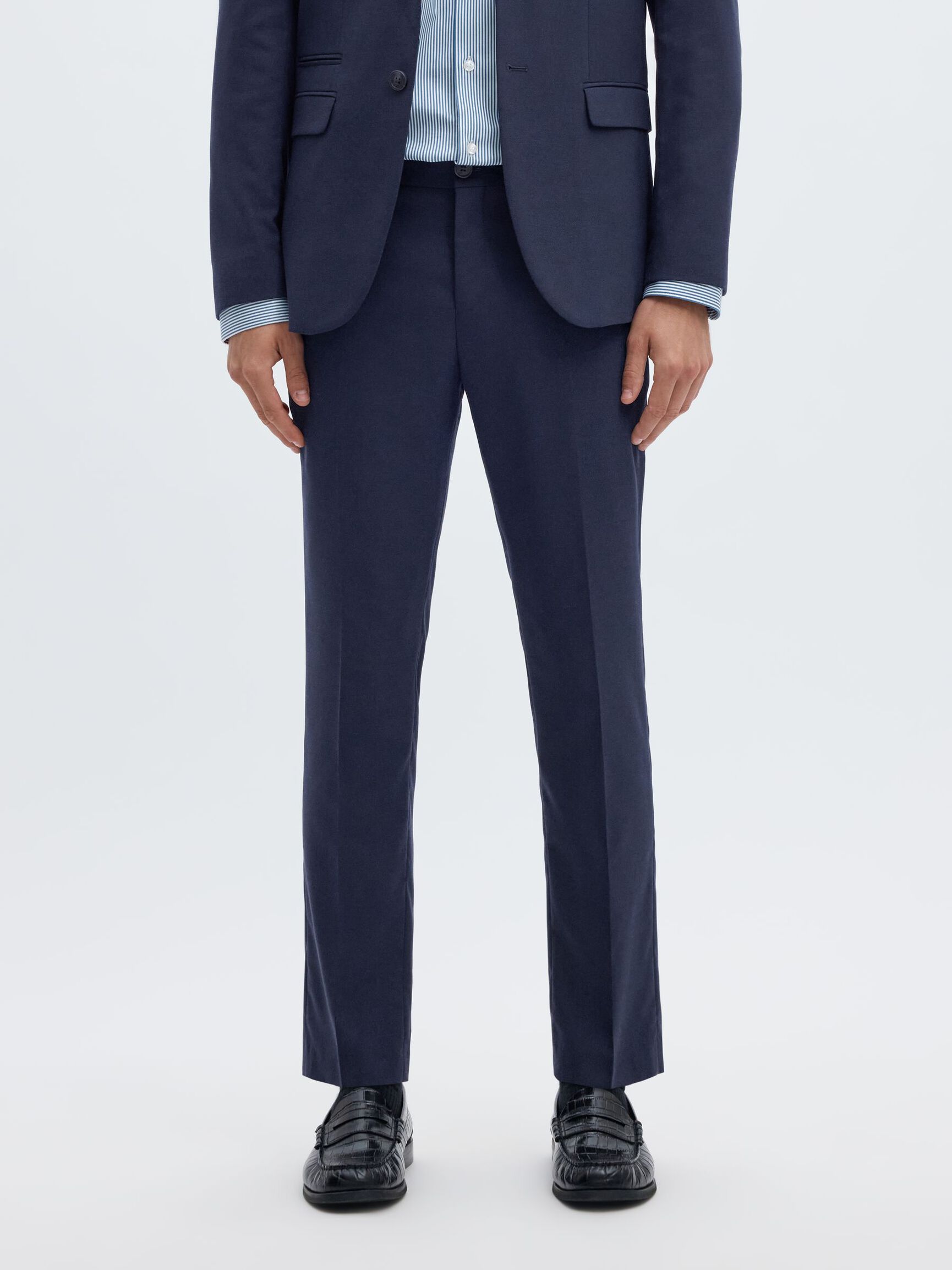 WOVEN WOOL BLEND TROUSERS, Navy Blazer, highres