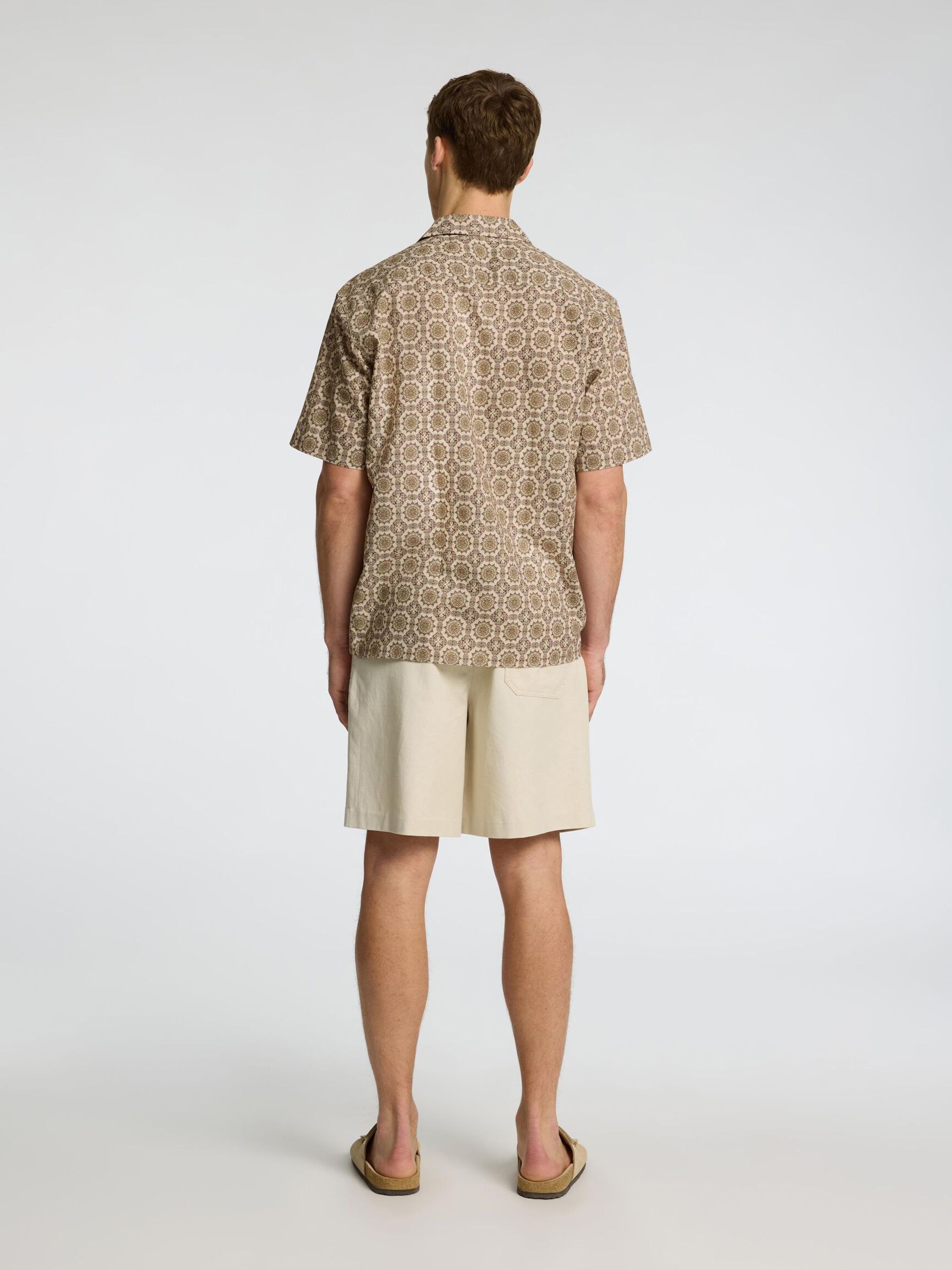 LINEN BLEND SHORT SLEEVED SHIRT, Oatmeal, highres