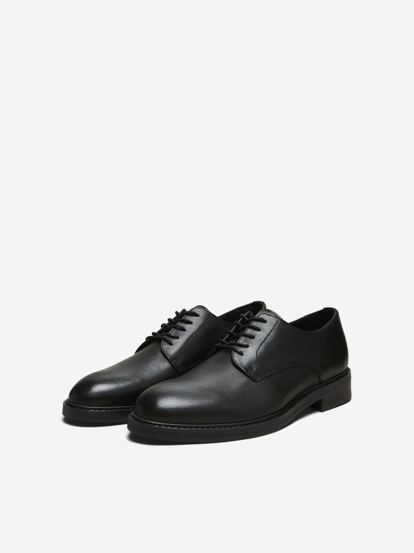 LEATHER DERBY SHOES, Black, highres