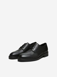 LEDER DERBY-SCHUHE, Black, highres