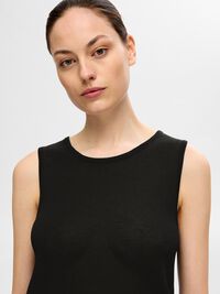 KNITTED TANK TOP, Black, highres