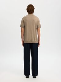 KNITTED POLO SHIRT, Savannah Tan, highres