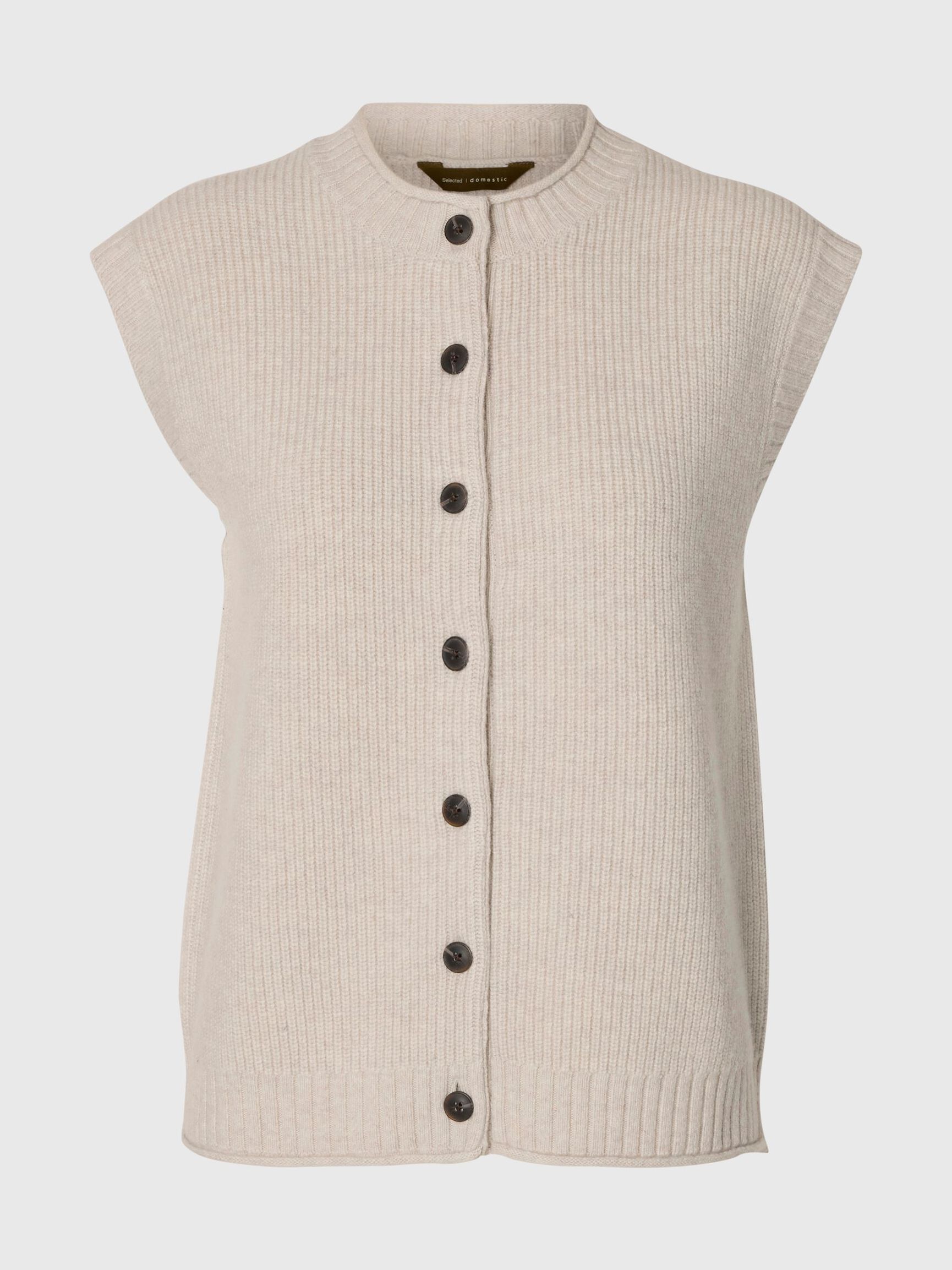 WOOL KNITTED VEST, Silver Birch, highres
