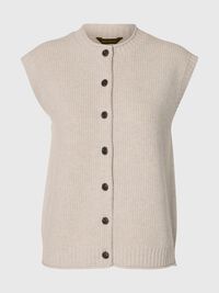 WOOL KNITTED VEST, Silver Birch, highres