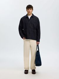 DENIM  OVERSHIRT, Dark Blue Denim, highres