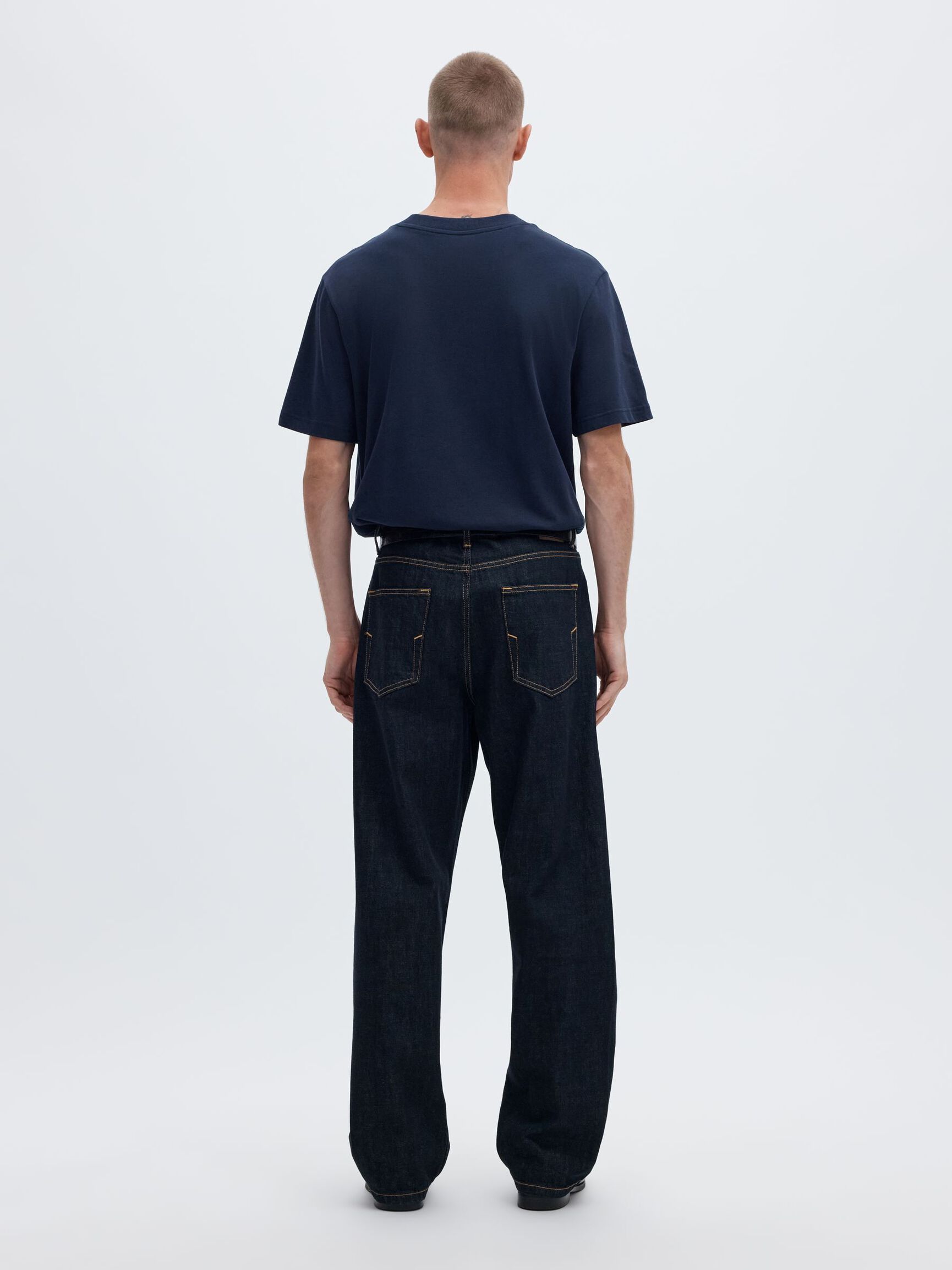 KORTÄRMAD MED AVSLAPPNAD PASSFORM T-SHIRT, Navy Blazer, highres