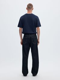 KORTÄRMAD MED AVSLAPPNAD PASSFORM T-SHIRT, Navy Blazer, highres