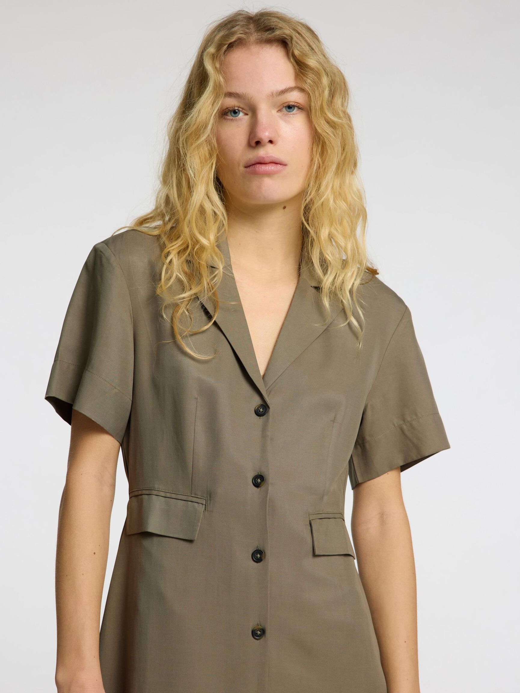 TAILORED MIDI DRESS, Vetiver, highres