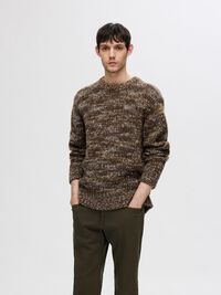 STRUCTURED WOOL BLEND PULLOVER, Chocolate Torte, highres