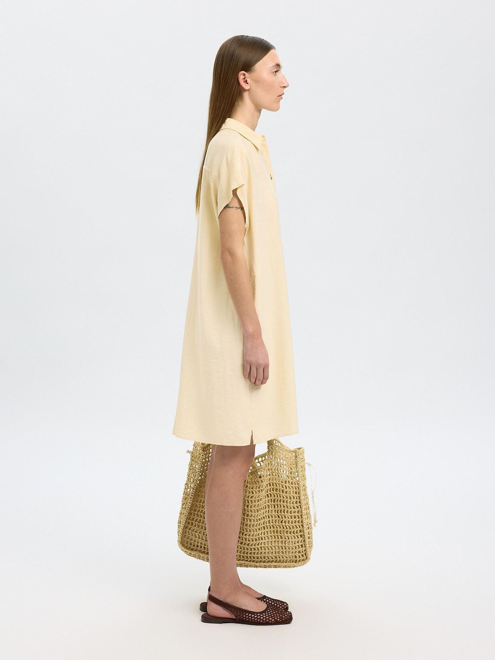 MINI SHIRT DRESS, Birch, highres