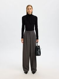 COL MONTANT TOP À MANCHES LONGUES, Black, highres