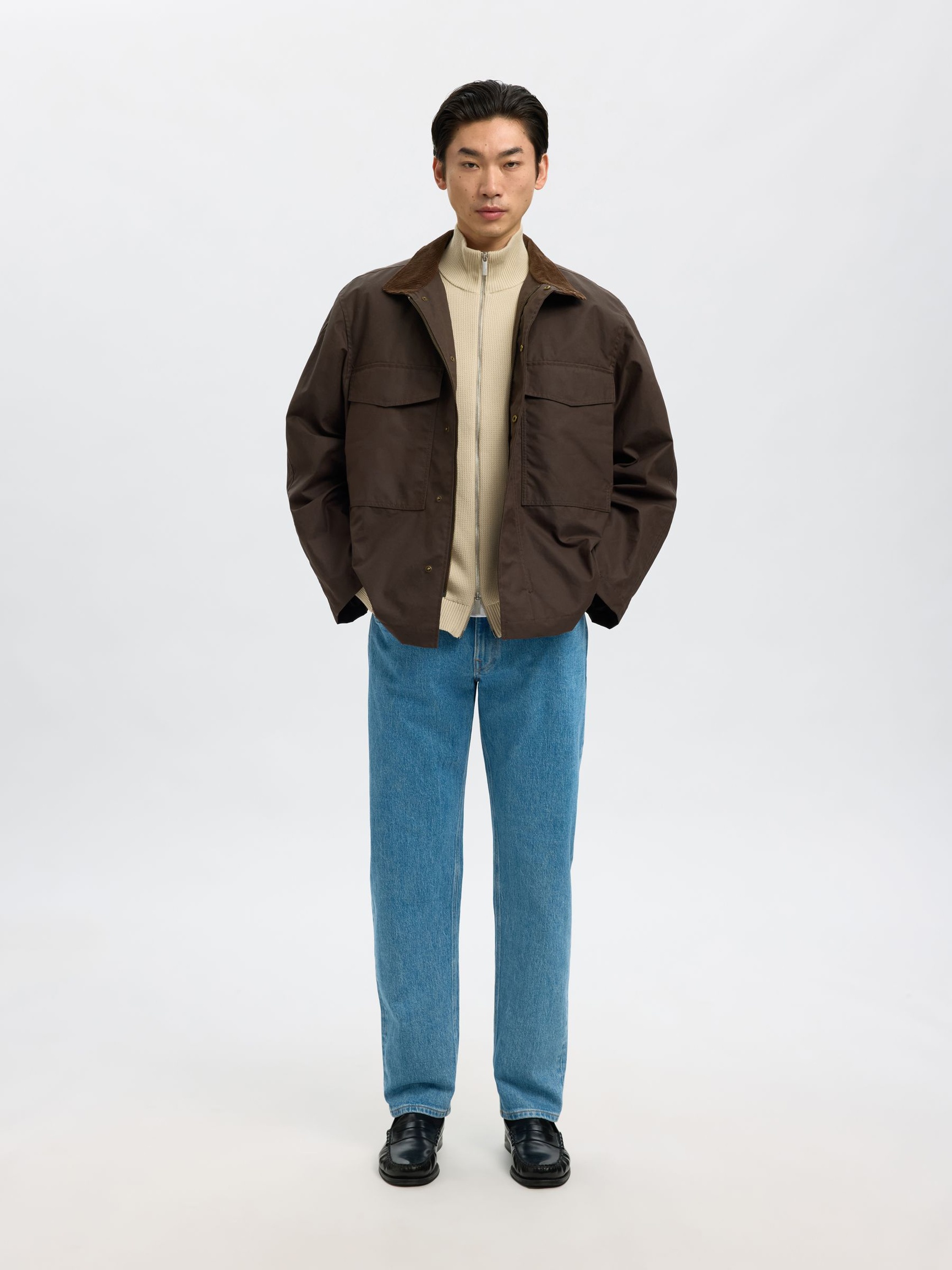 ZIPPED HIGH NECK PULLOVER, Oatmeal, highres
