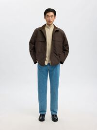 ZIPPED HIGH NECK KNITTED CARDIGAN, Oatmeal, highres