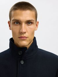 WOOL BLEND JACKET, Black, highres