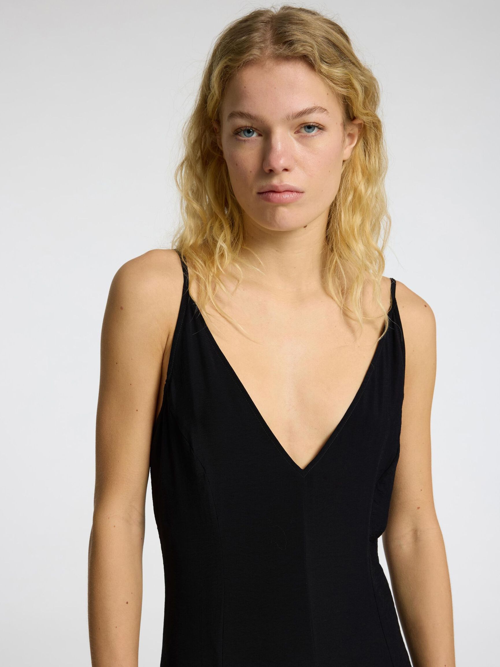 VISCOSE BLEND MAXI DRESS, Black, highres