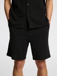 EN COTON RAYÉ SHORT, Black, highres