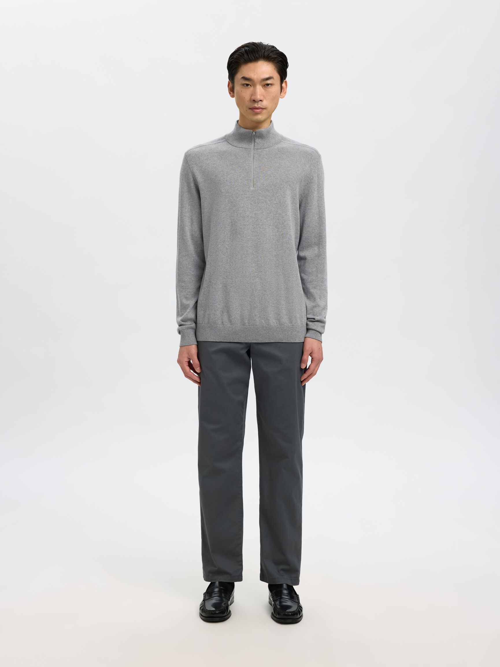 HALVE RITSSLUITING TRUI, Medium Grey Melange, highres