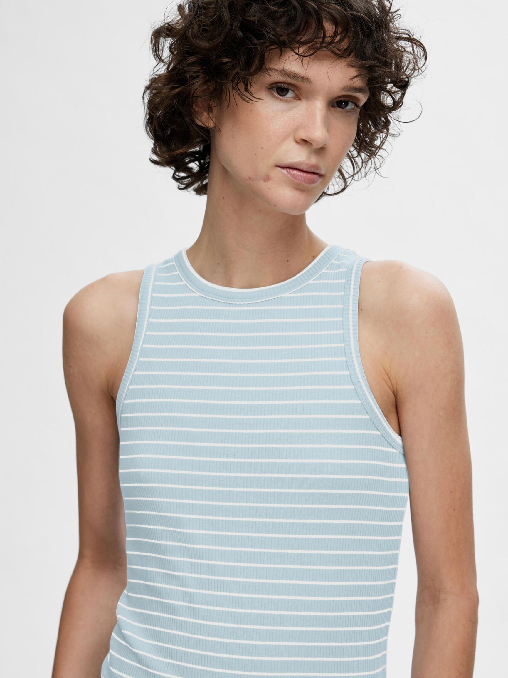 STRIPED TANK TOP, Cashmere Blue, highres