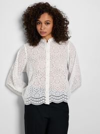 BRODERIE ANGLAISE SKJORTE, Bright White, highres