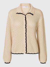LONG SLEEVED KNITTED CARDIGAN, Birch, highres