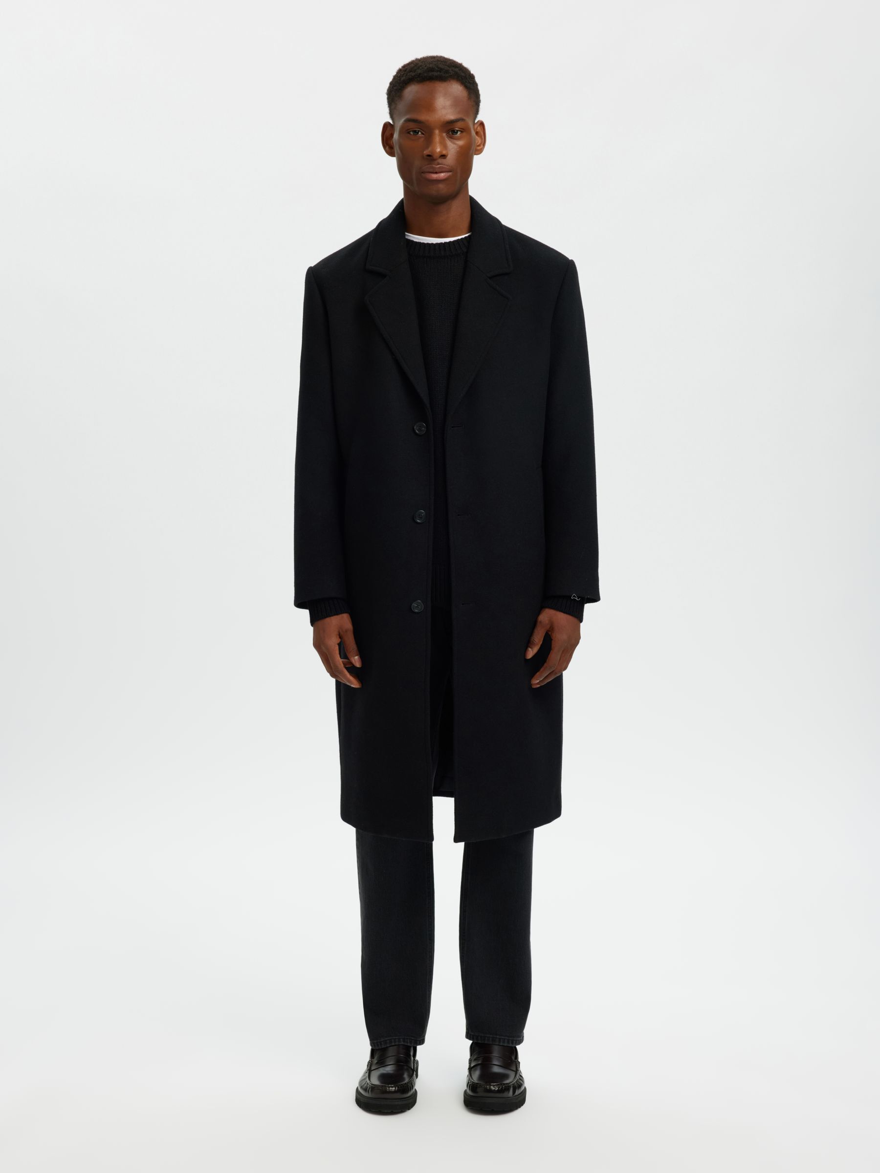 WOOL BLEND RELAXED FIT JUMPER, Black, highres