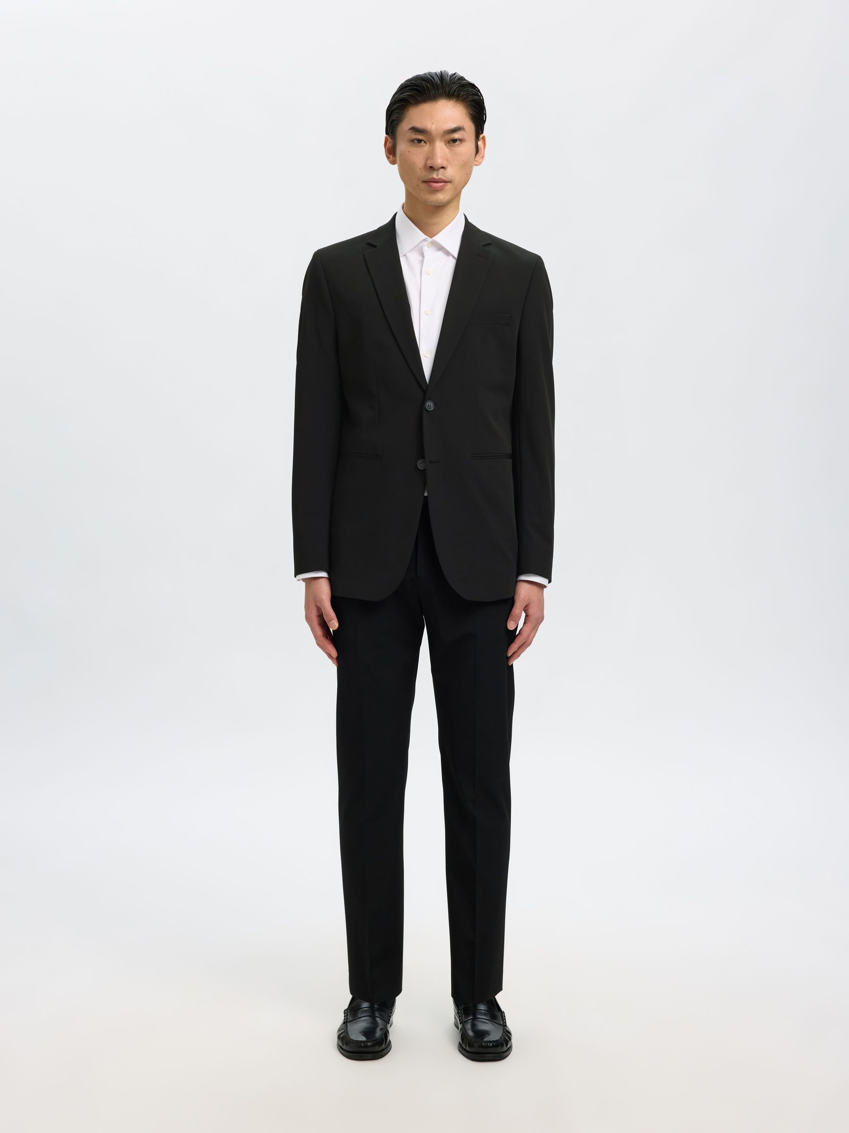 VISKOSEBLANDING SLIM FIT BLAZER, Black, highres