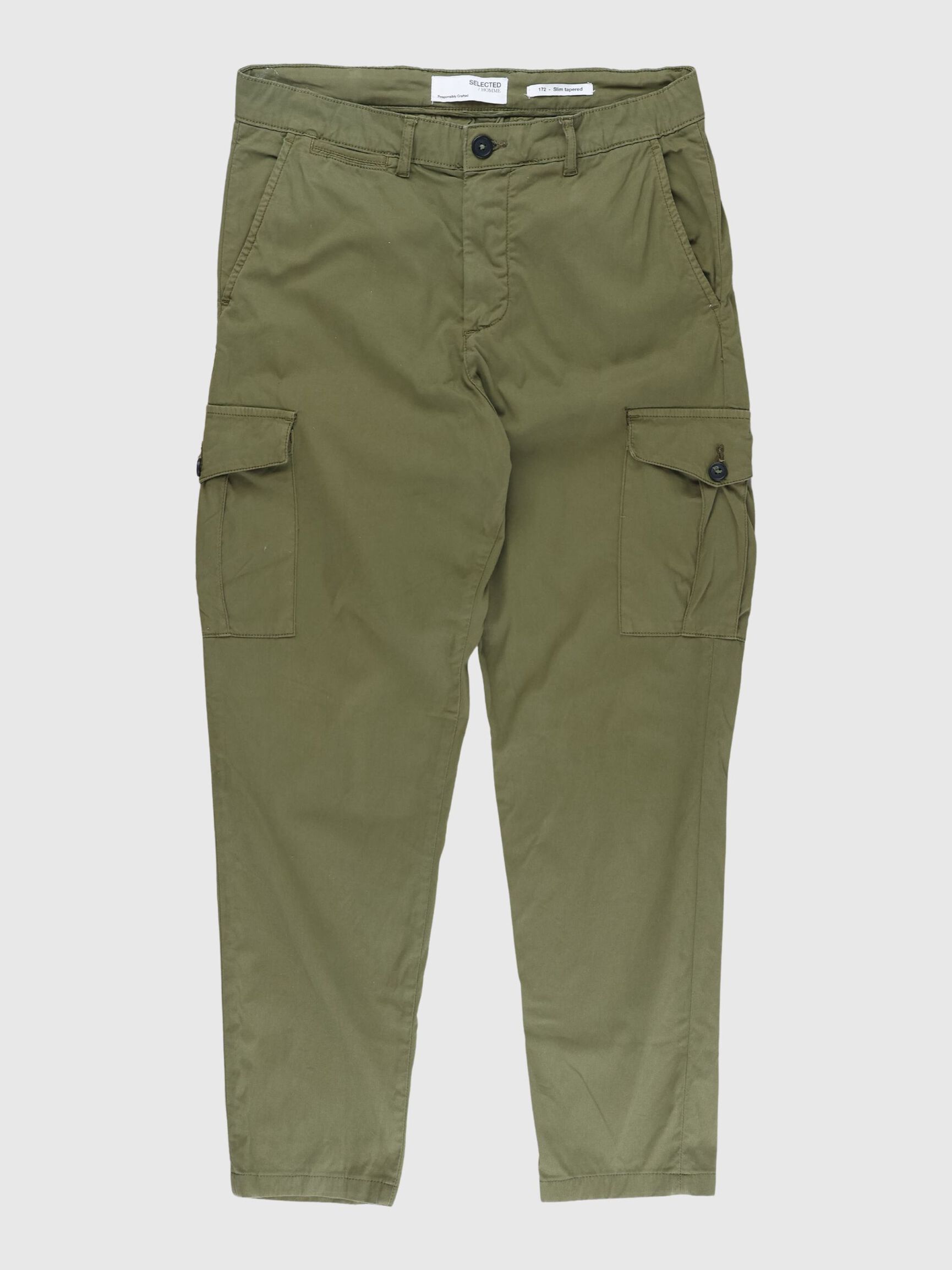 172 SLIM TAPERED FIT CARGO TROUSERS, Winter Moss, highres